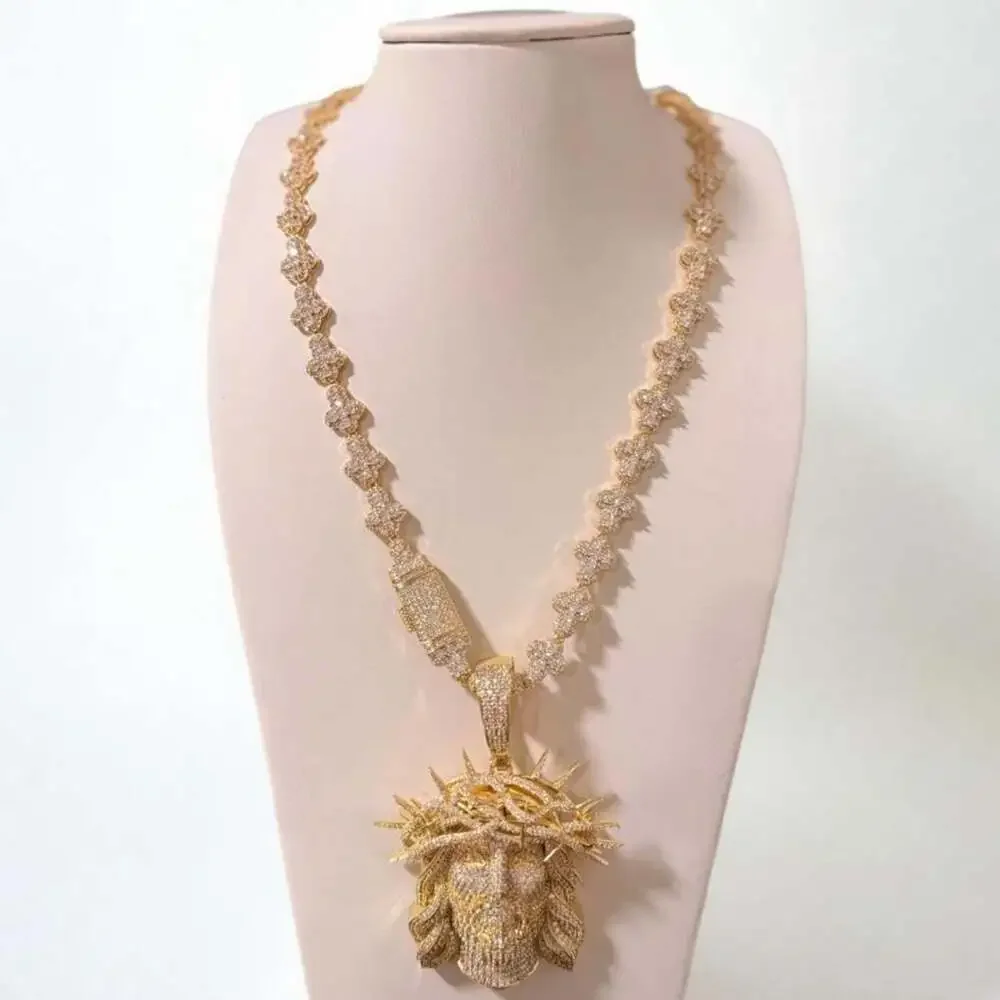 Iced Out Jesus Piece tennis cross necklace
